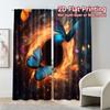 Set Of 2 Modern Flat Printing Curtains Without Rod Celestial Butterflies Durable Polyester Curtain With Light Filtering