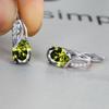 Oval Blue Zircon Diamond Champagne Gold-Plated Earrings for Weddings & Engagements