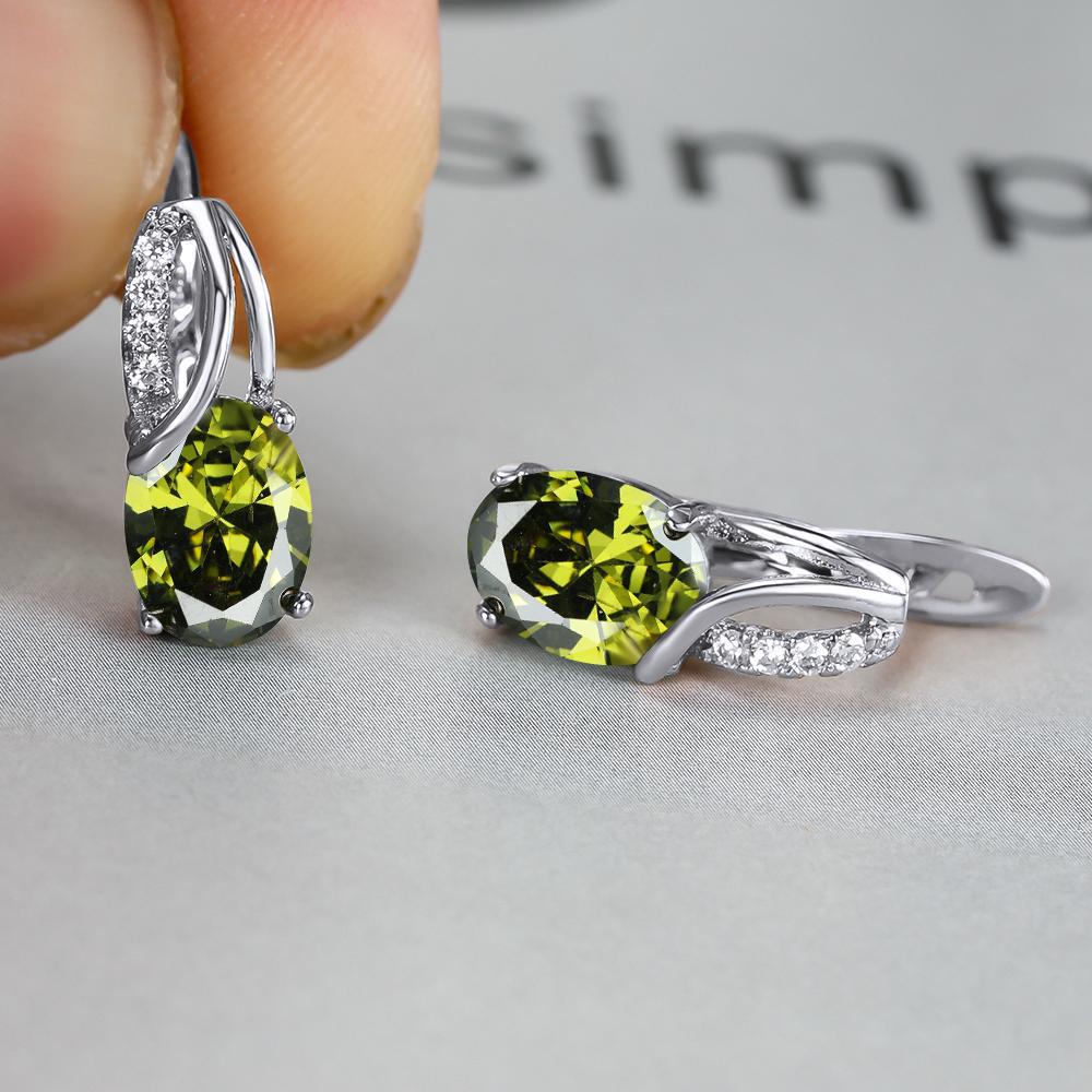 Oval Blue Zircon Diamond Champagne Gold-Plated Earrings for Weddings & Engagements