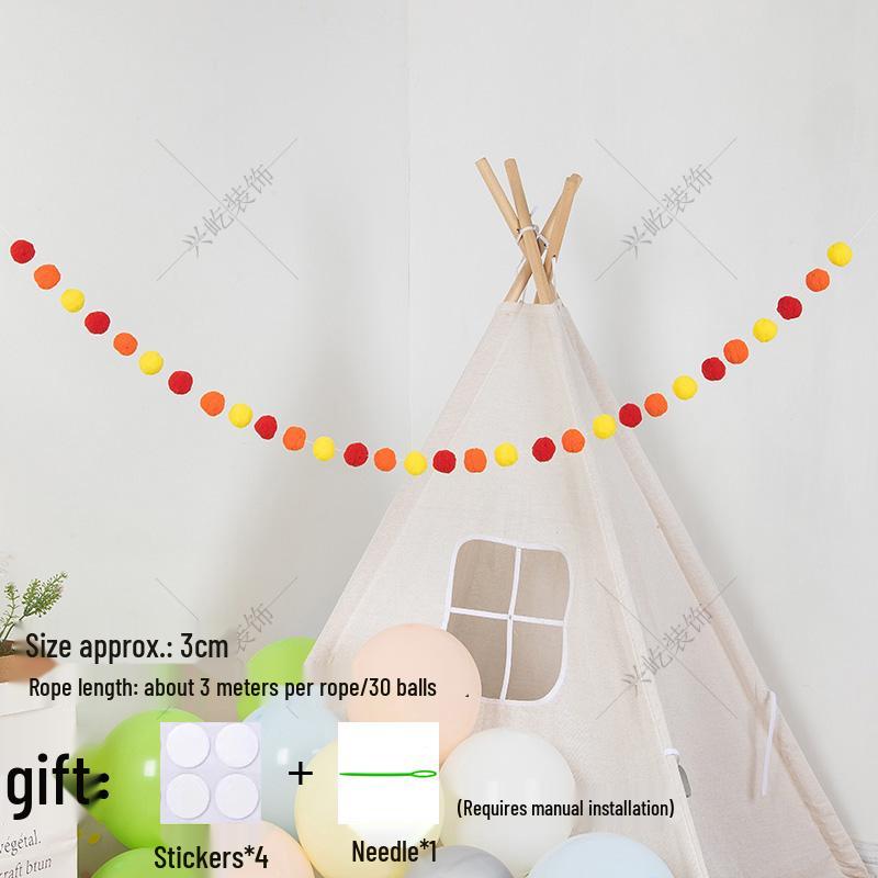Children’s Room Pompon Bunting Decoration - Birthday Party Tent Backdrop Ornament