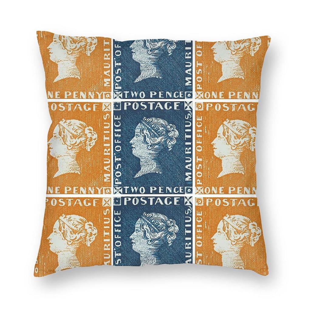Postage Stamp Mauritius Philately Square Pillowcase Polyester Linen Velvet Creative Decor Throw Pillow Case Sofa Seater X