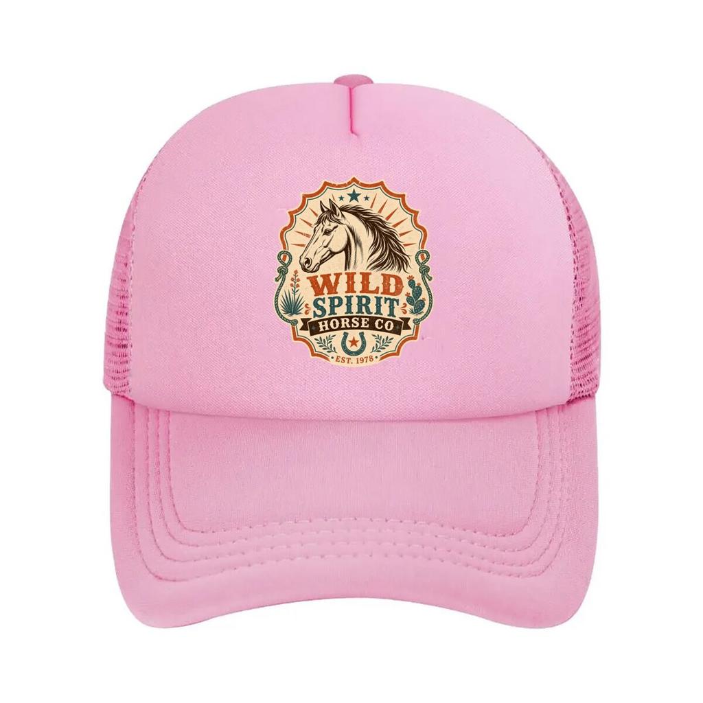 Rustic Wild Horse Head Emblem Mesh Baseball Cap Polyester Forward Observations Hat Adjustable Golf Hat Summer