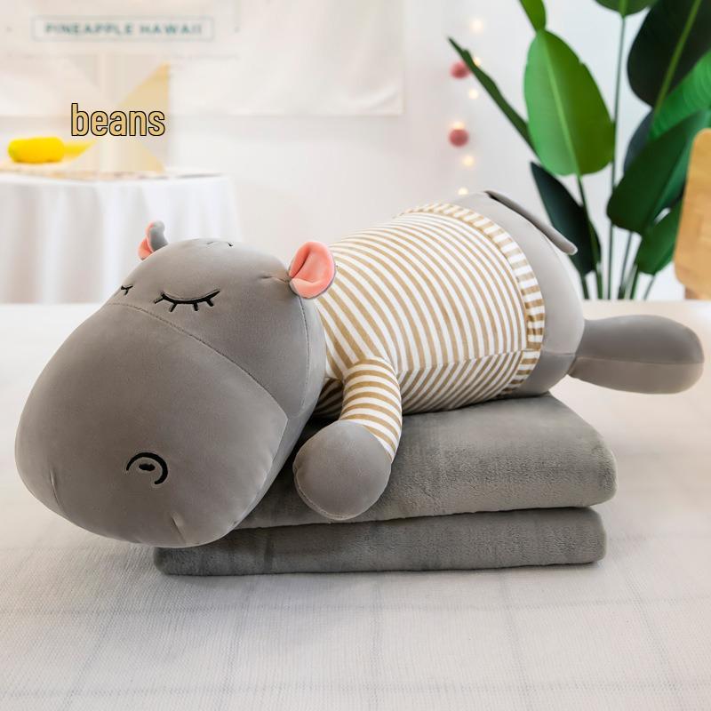 Strawberry Hugging Pig & Little Bear Plush Toy Blanket – Dual-use Nap & Travel Comfort for Kids