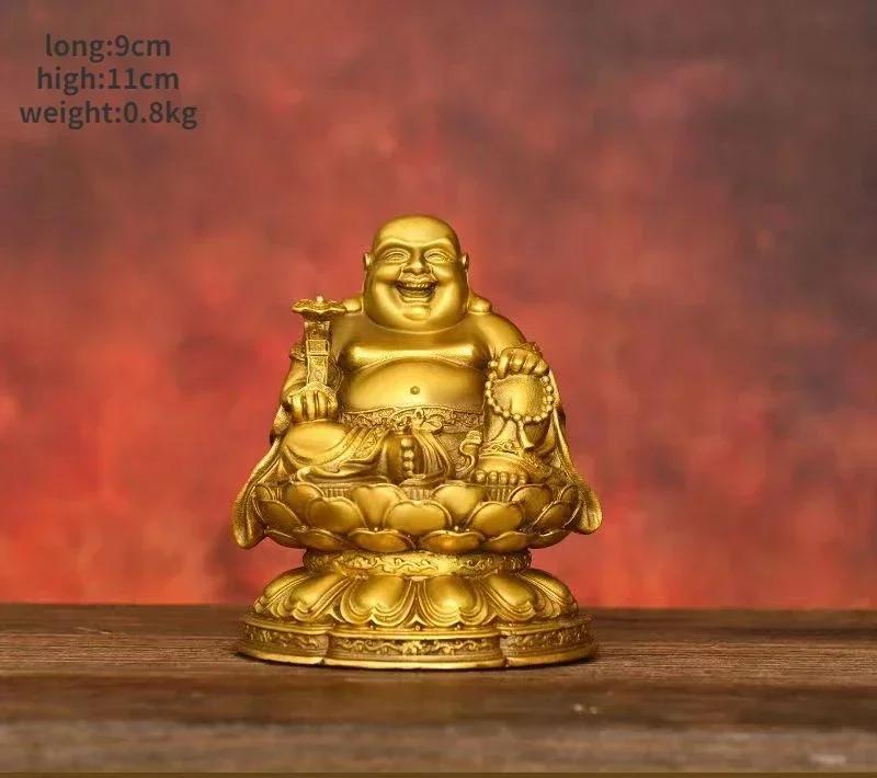 Lucky Copper Big Belly Laughing Buddha Maitreya Ornament Attracting Wealth Household Statue