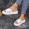2025 New Casual One-character Solid Color European, American Amazon Slippers Foreign Trade Large Size Thick-soled Slippers Women