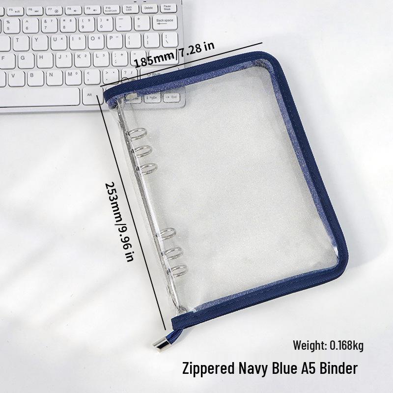 A5 Transparent PVC Ring Binder Notebook Planner, 6-Hole Photo Album with Removable Cover (A6 Compatible)