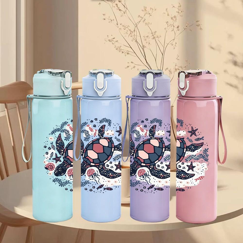 1PC Spider Web Skull Circular Art Print 750ml Color Plastic Sports Water Bottle Leakproof Flip Straw Lid Suitable for Sports Office Home Use