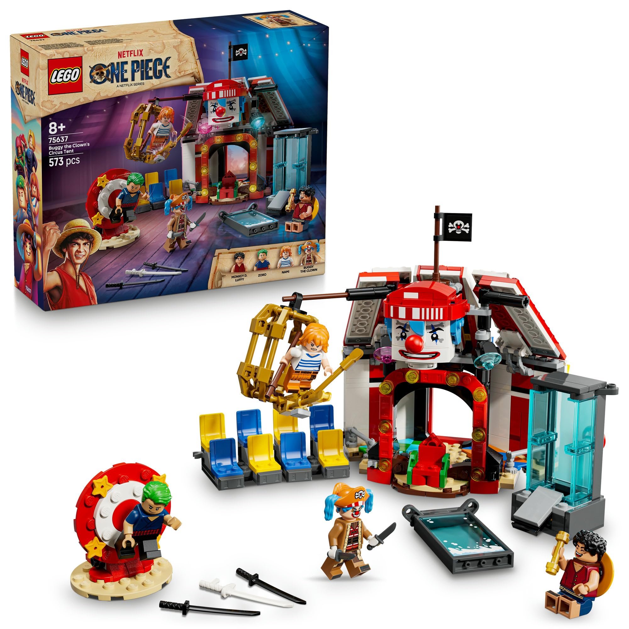 LEGO One Piece Клоун Багги Цирковой Шатер Мини-Багги Сундук с Сокровищами Зоро Вадо Итимондзи Стиль Трех Мечей Плакат с Объявлением о Розыске Игрушка Подарок на День Рождения Кубики Мальчики Девочка