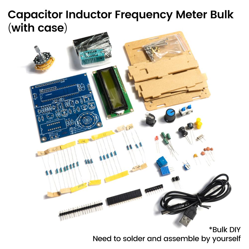 DC5V High Precision Digital Inductance and Capacitance Measuring Instrument DIY Kit with USB Data Cable LCD Frequency Meter