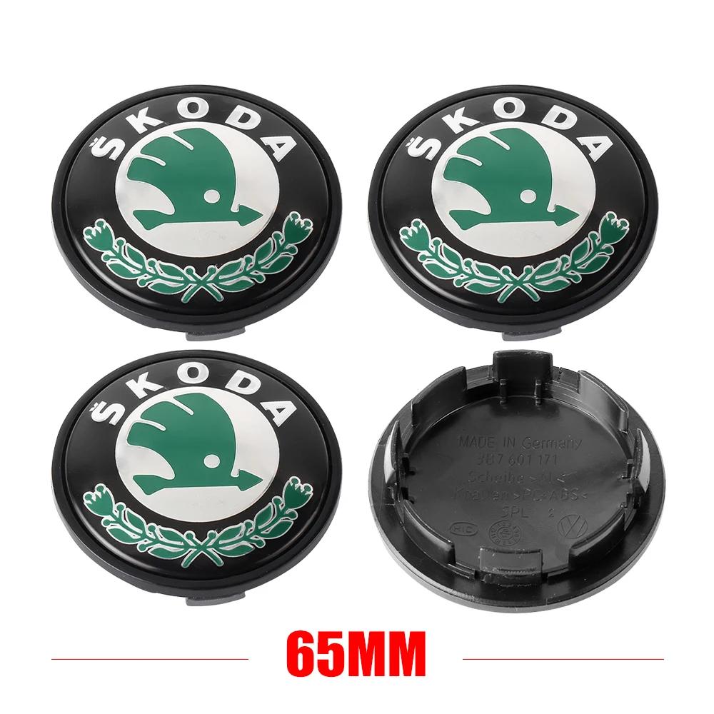 Car Sticker 2025 Hot 4pc 55mm 65mm Car Original Wheel Center Cover Hub Cap Emblem Replacement For Skoda Octavia Fabia Rapid Yeti