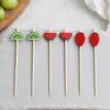 100PCS Disposable Fruit Tags, with Cartoon Fruit Decor Cocktail Picks, Durable Bamboo Skewers, for Fruits Barbecue Cocktails Cakes