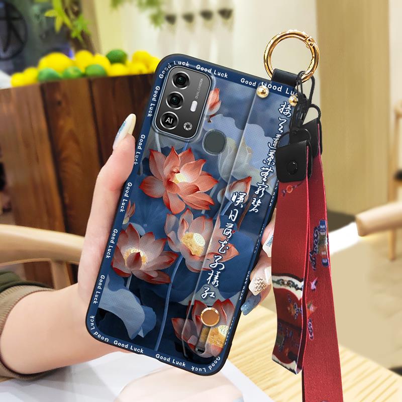 Shockproof Protective Phone Case For ZTE Blade A53 Pro Anti-dust For Mom Wrist Strap Waterproof Back Cover Elderly Lady