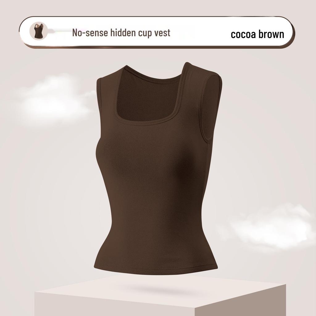 Women's Warm Wide-Strap Vest with Integrated Bra Pads - Wear Alone or As Layered Camisole