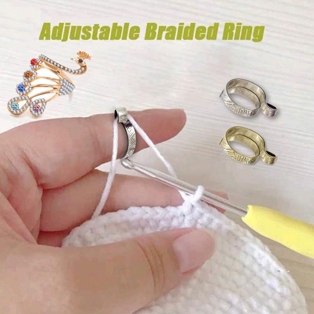 1 Pc Adjustable Knitting Loop Crochet Multi Style Metal Loop Knitting Ring Finger Wear Thimble Yarn Guides Sewing Accessories
