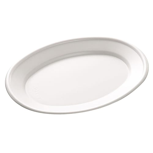Chuo Kagaku Disposable Containers, Large (L), Made in Japan, Oval Plates, 50-Pack, Size: Approx. 31 x 23 x 2.7 cm, White