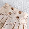 2PCS Baby Girl Puff Sleeve Ribbed Top & Bow Print Pleated Skirt Set, Cute Daily Outfit