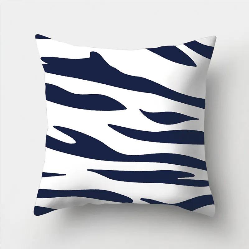 Dark Blue Geometric Pattern Decorative Pillowcase Bedding Home Decoration Cushion Pillowcase