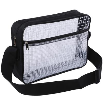 Inženýrská brašna 14 palců 7 l lehká jednoduchá průhledná taška přes rameno taška do čistých prostor černý pásek [GooTouch] 35×25×8 (14 palců/7 l)
