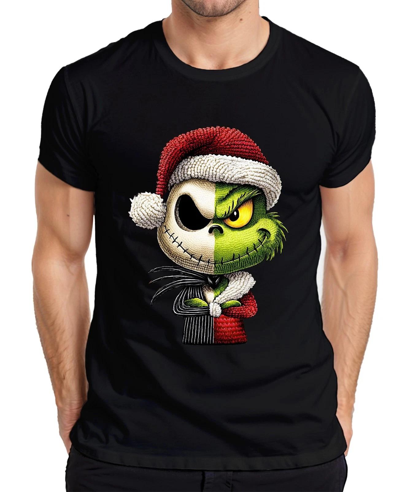 Grinch & Jack Skellington Mashup halb Gesicht Weihnachten Herren T-Shirt XXXXL