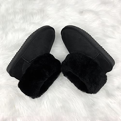 N Gaji Damen Lammfellstiefel, Echtes Rindsleder mit Schafwollfutter, Flauschige Wasserdichte und Rutschfeste Sohle, A22 (Schwarz, Größe 24.5)