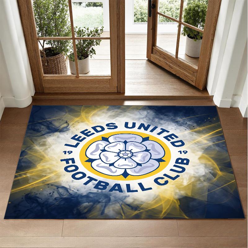 Leeds United Design Crystal Velvet Rug Soft Decorative Mat for Bedroom Entrance