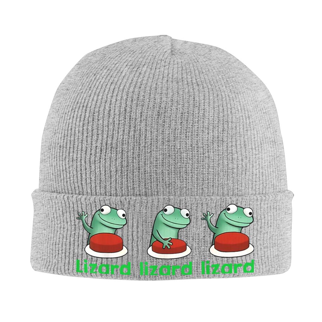 Funny Lizard Button 2 Beanie Hats  Skullies Beanies Unisex Funny Thermal Elastic Caps Autumn Winter Kpop Bonnet Hats
