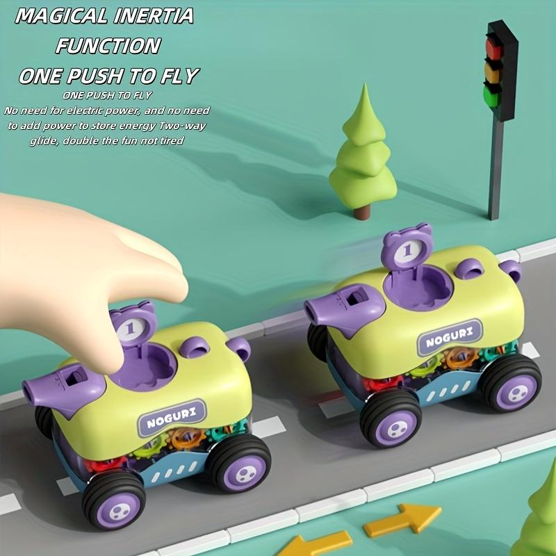 4 Pack Inertial Cartoon Gear Whistle Toy Cars Educational Crawling Toy Cars Slide Proof Boy/Girl Perfect Birthday Gift Christmas Gift Halloween Gift