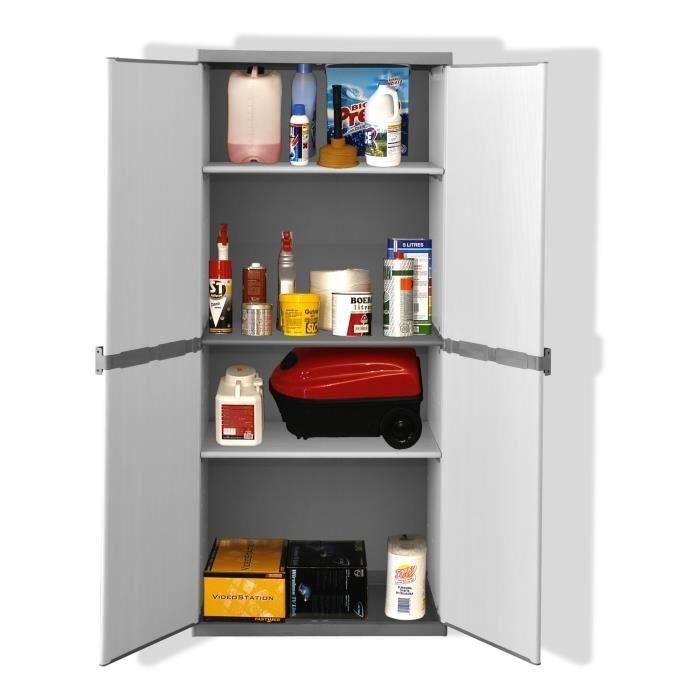 TOOD Tall Resin Storage Cabinet - 3 Shelves - Gray