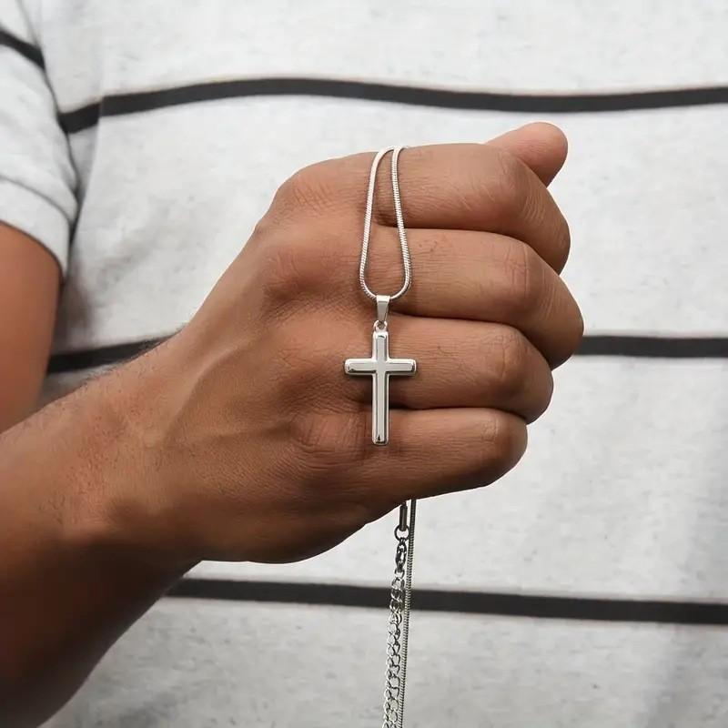 Cross Steel Stainless Pendant For Men Hip Hop Necklace Glossy Embellishments