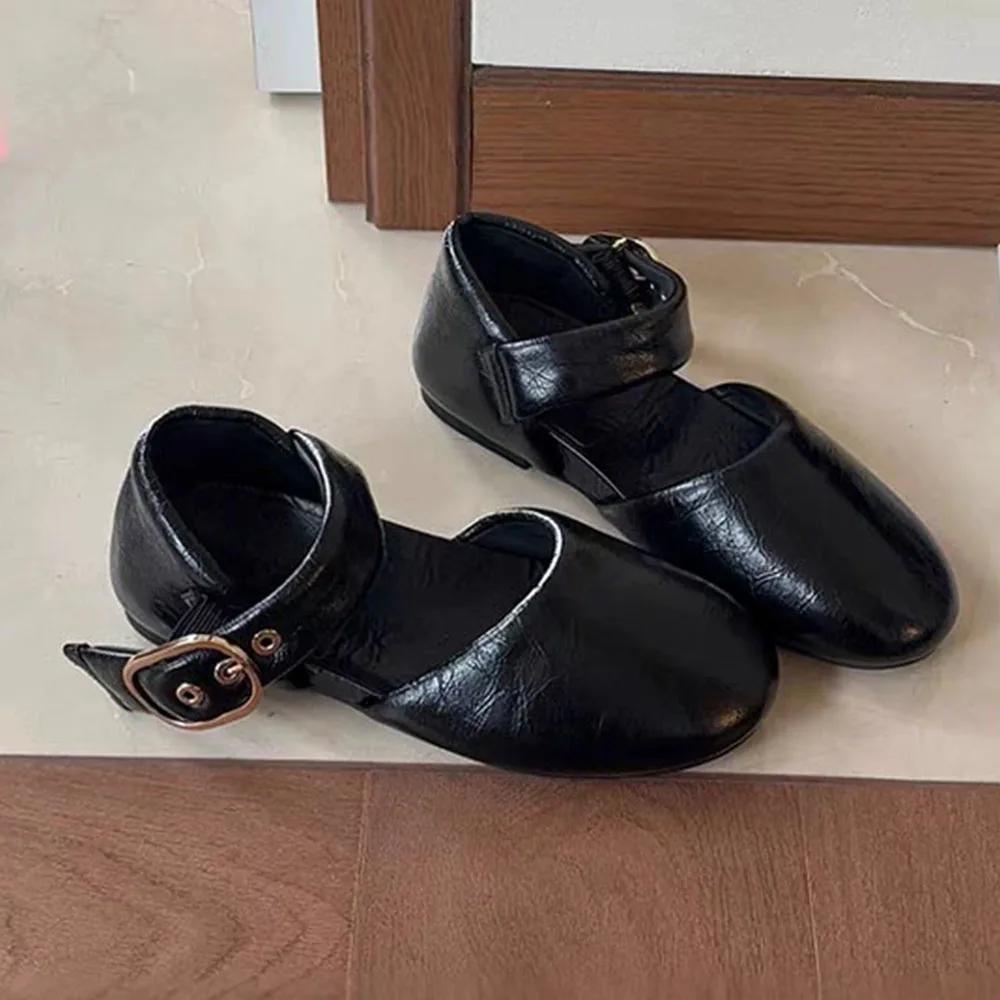Fashion Belt Buckle Red Mary Janes Flats 2025 Spring Autumn New Walking Comfy Casual Flat Shoes