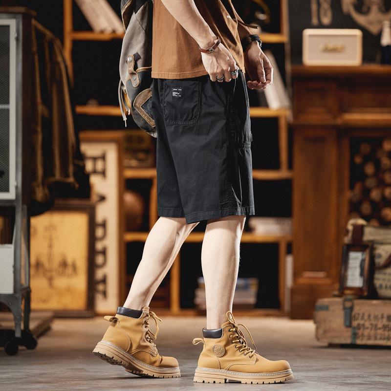 Anyang Men's 2024 Summer Workwear Trend Loose Mid-Length Belted Casual Shorts