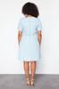 Women's Style Plus Size Light Blue V-Neck Tencel Mini Denim Dress