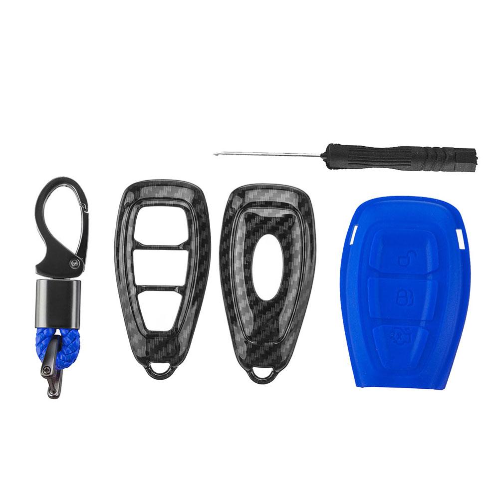 Carbon Fiber Remote Key Fob Case Shell Cover Compatible with Fords Focus Fiesta Kuga C Max