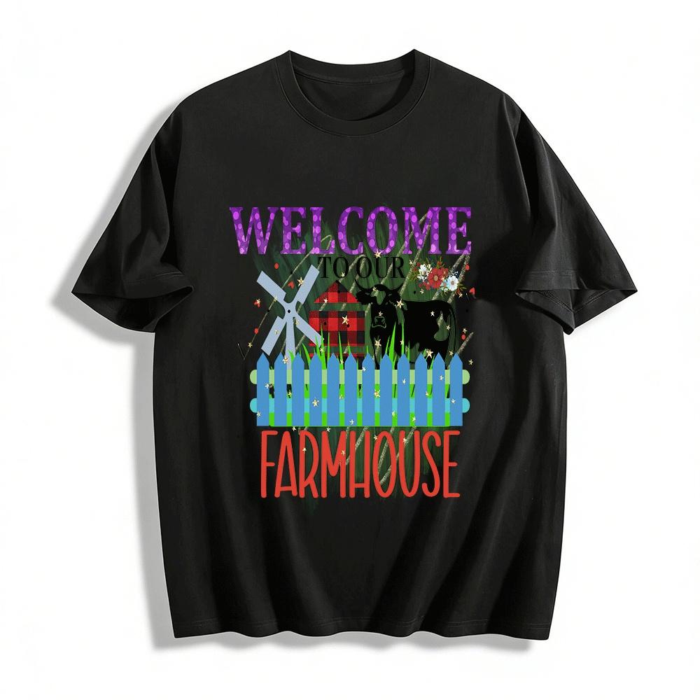 

Welcome To Our Farmhouse Country Style Graphic Tee Shirt Pure cotton T-shirt XXS