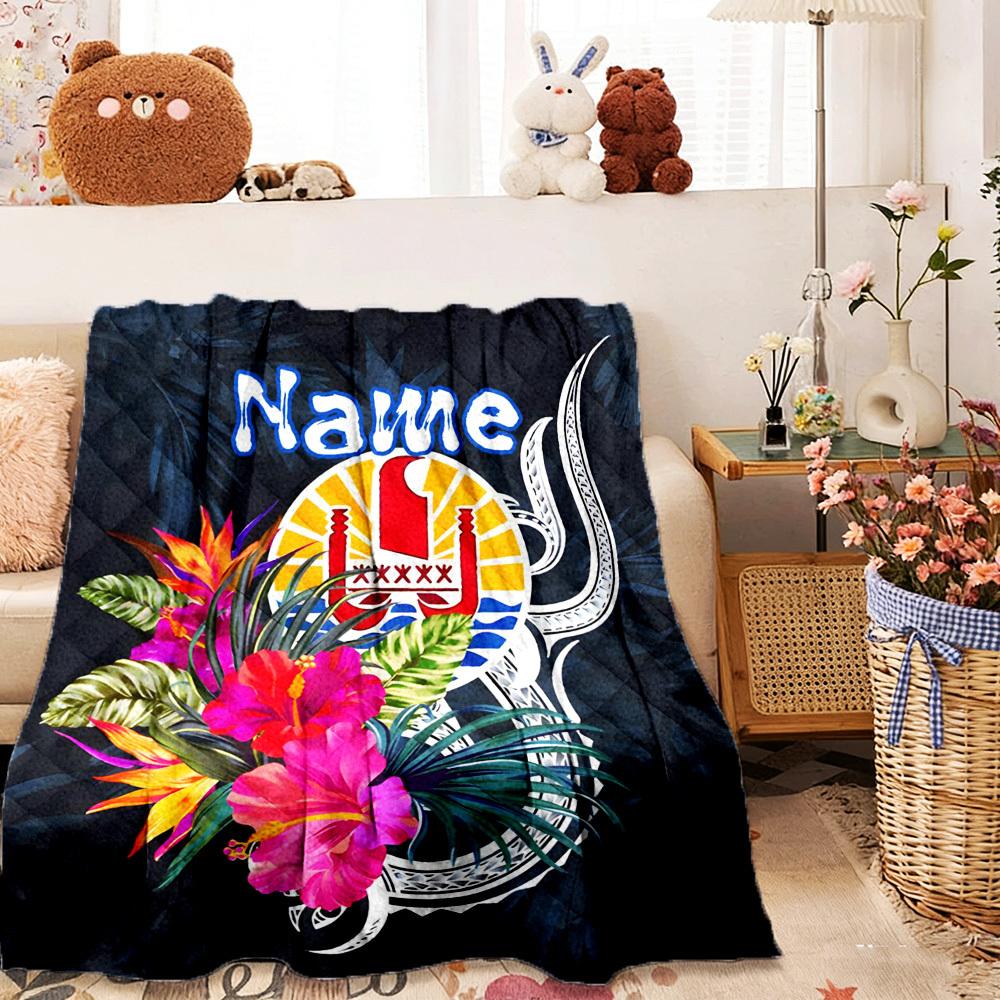 Tropical Floral Hawaiian Customize Your Name Home Blanket Comfortable Soft Lightweight Allseason Multipurpose Blanket For Picnics Couches Offices Beds
