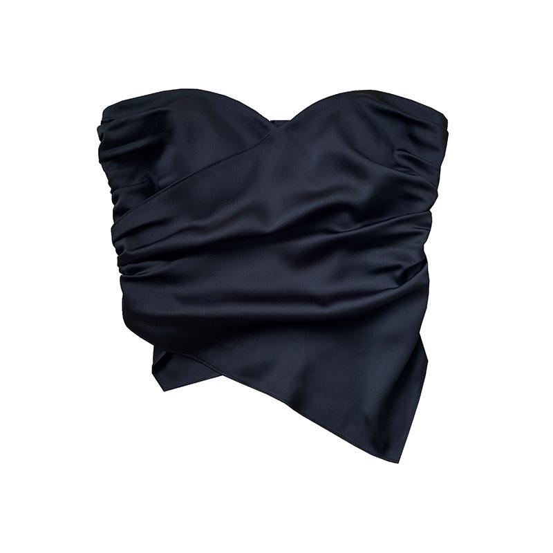 Women's Summer Strapless Black/White Bandeau Top with Boning