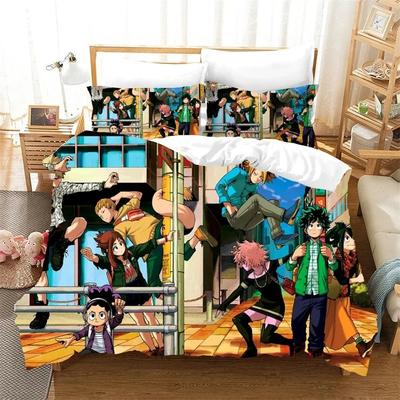 Druk 3D My Hero Academia Poszwa na kołdrę Kołdra Zestaw pościeli Poszwa na kołdrę Poszewka na poduszkę, Rozmiar King Queen Twin Chłopcy Dziewczęta Dorośli