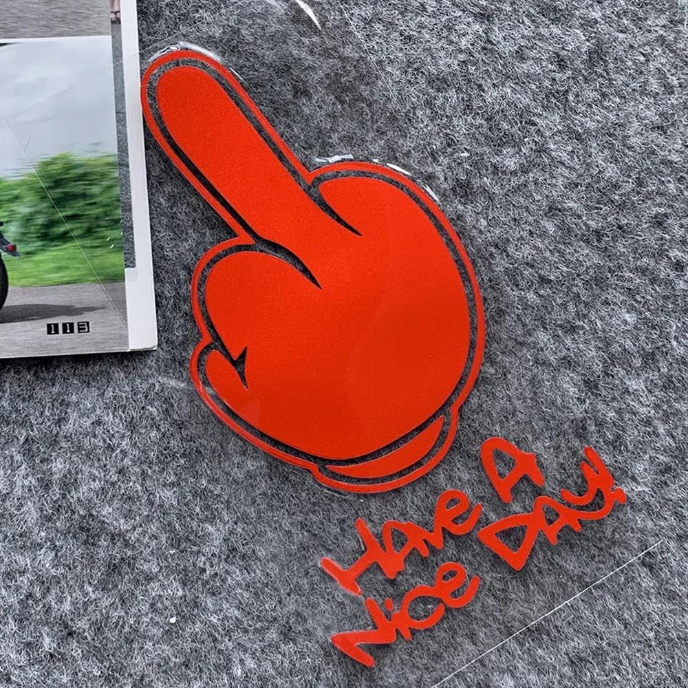 Motorcycle Stickers HAVe A Nice DAY ! Middle Finger Refletor Accessories Decals for Honda PCX125 Yamaha R1 Kawasaki Z900