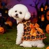 Dog Dress With Bow Halloween Pet Dress Pumpkin Ghost Bat Print Sleeveless Costume for Hair-free Clothing Small Medium Dogs Cute Outfit Festival