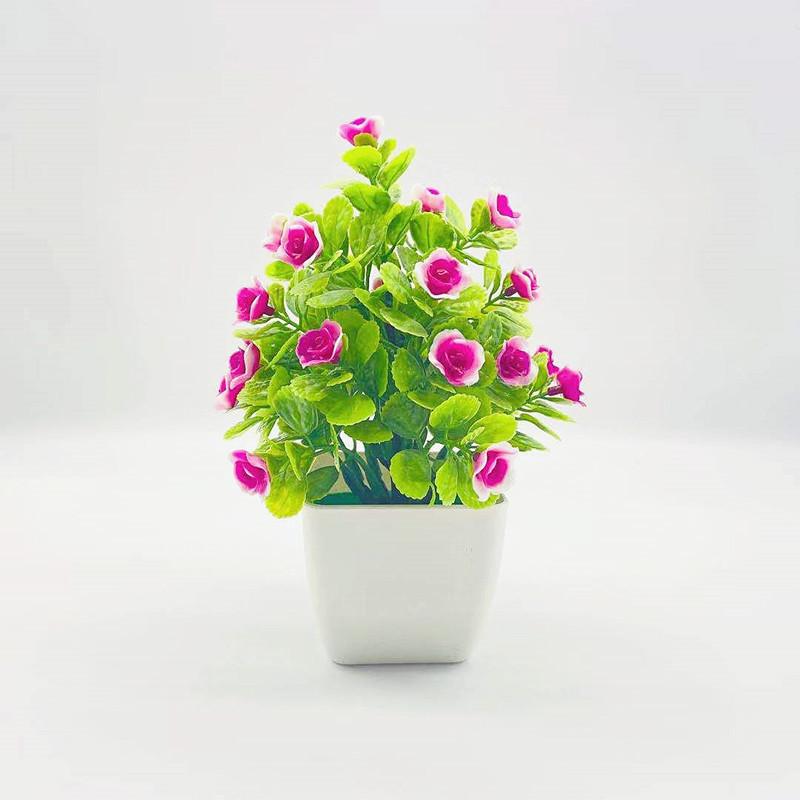Simulate Five Twenty Roses Fake Flowers Potted Green Plants Indoor Decoration