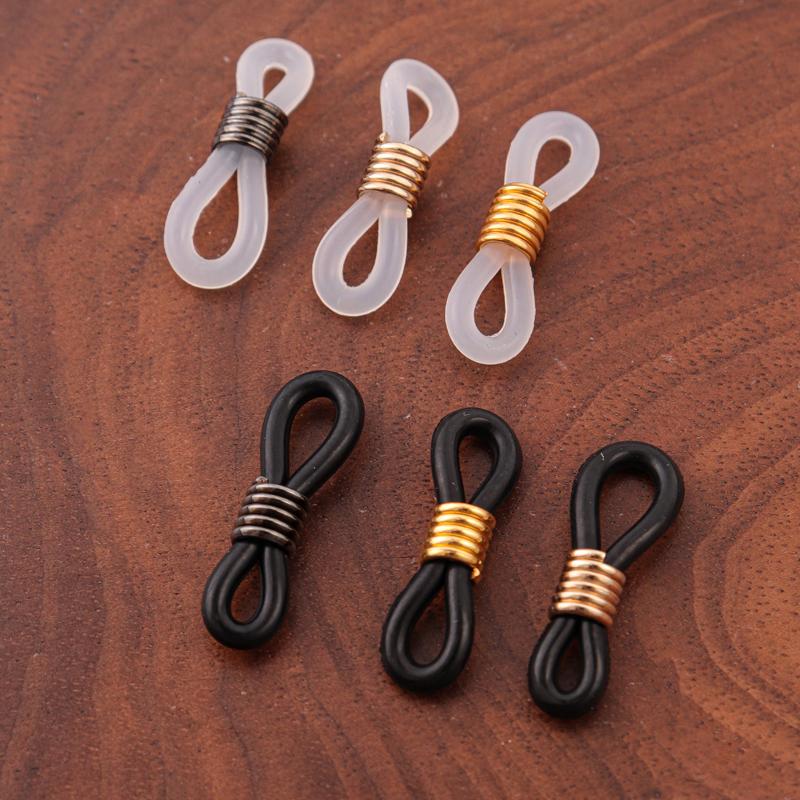 50pcs Black/white Adjustable Lanyard Cord Rubber Connectors Strap Eyelets for Transparent Glasses Band Rope Eyewear Accessories