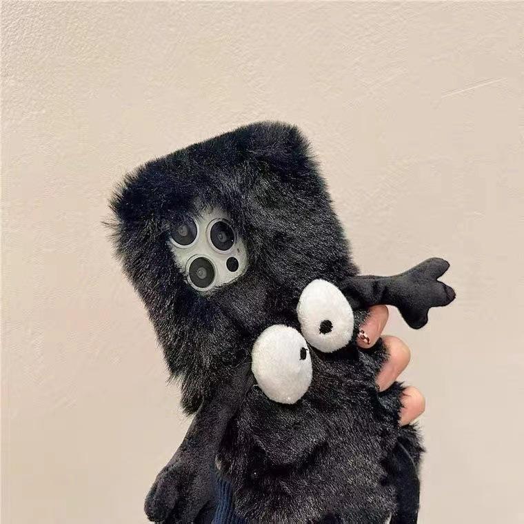 Plush Briquettes for Apple 15ProMax Phone Case for IPhone16/14/13 Fall/Winter 12 Cartoon Funny XR