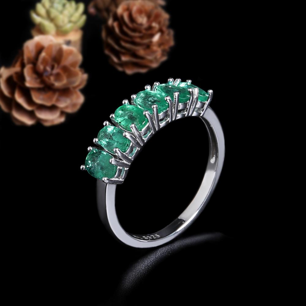 Luxury 925 Sterling Silver Ring Real Gemstone Natural Zambian Emerald Oval 3*5mm Fine Jewelry for Women's Anniversary Gift