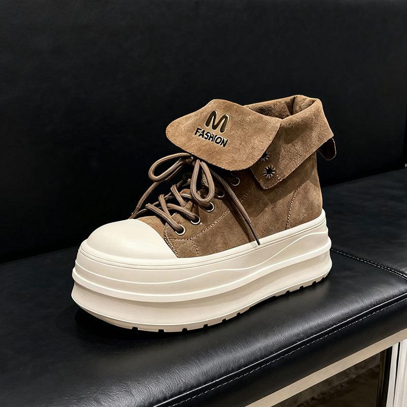 2025 New Lightweight Thick-soled Muffin Casual Height Increase and Thin Internet Celebrity Martin Boots Viral Trends Comfortable Muffin Shoes