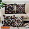 2D Colorful Ethnic Pattern Decorative Pillow Covers Pattern Cushion Cover Suitable For Sofa Bedroom Car Pillow Cover
