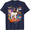 Bradipo che cavalca un lama nella Galassia della Pizza Taco Maglietta Grafica Divertente Casual Unisex Maglietta da Viaggio