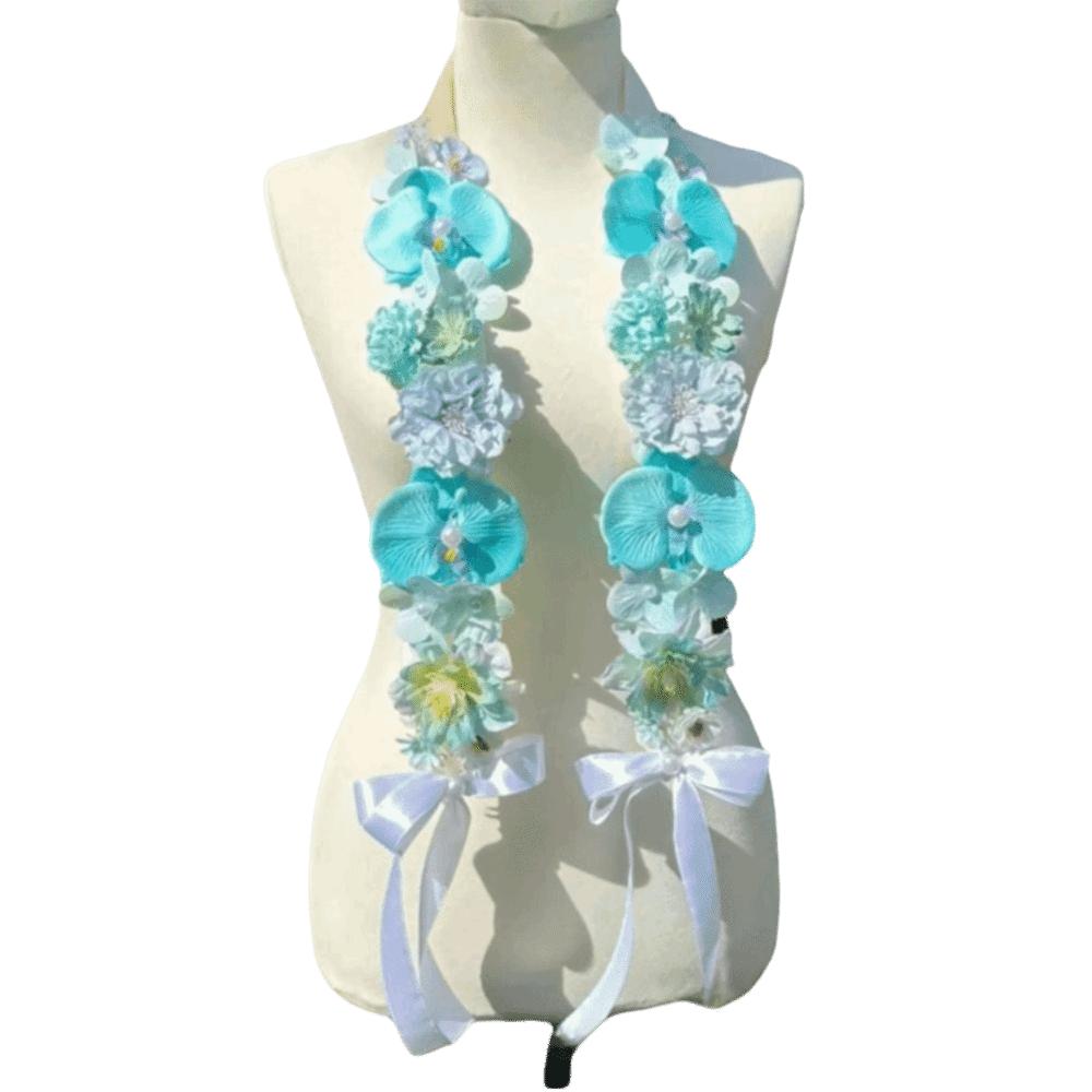 Elegant Ornament Artificial Flowers Sash Graduation Wreaths Gift Giving Occasions синий
