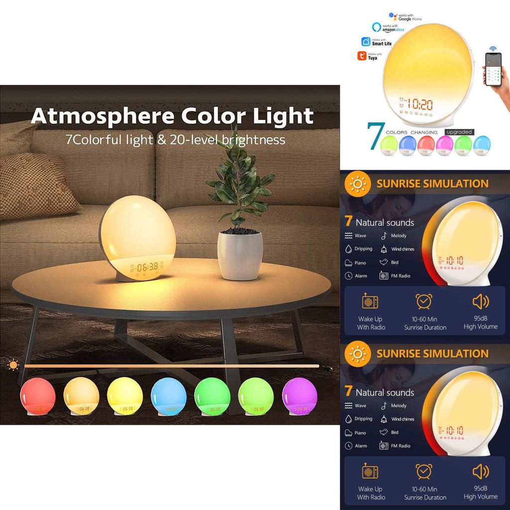 Colorful Sunrise Sunset Simulation Wake Up Light Led Alarm Clock For Cozy Ambiance