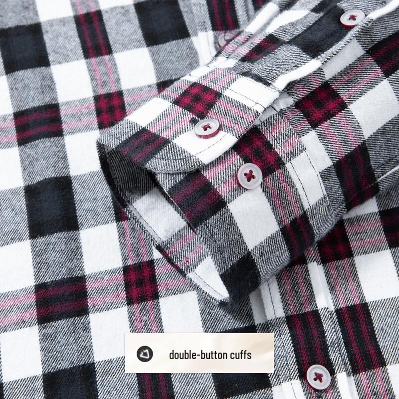 Men's 100% Cotton Brushed Plaid Long-Sleeve Business Casual Shirt
