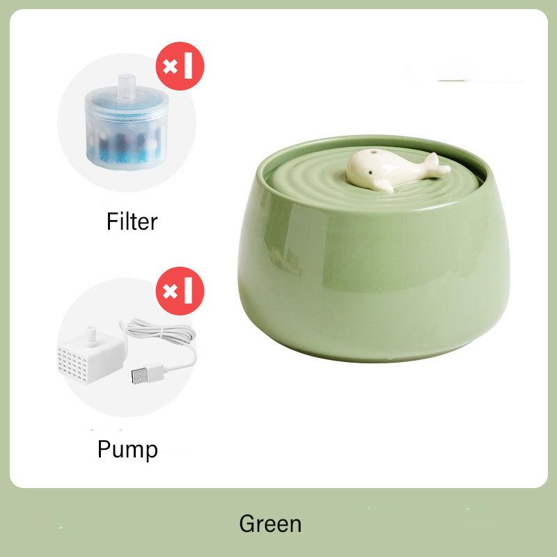 1.3L Ceramic Cat Water Fountain USB Charging Pet Water Feeders Dogs Automatic Circulating Filtration Flow Water Dispenser